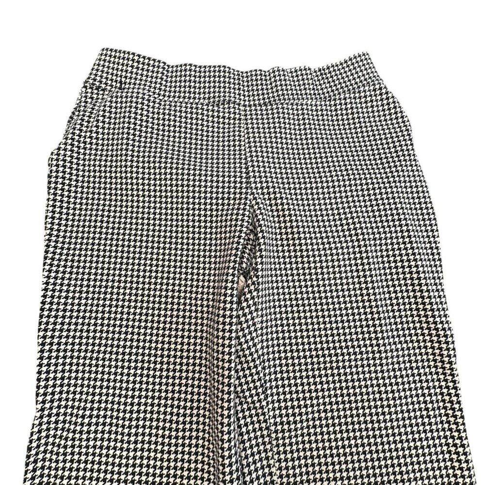 Lands' End Pants Women XL 18 Cream Black Houndstooth Pull-on Straight Leg - Picture 4 of 13